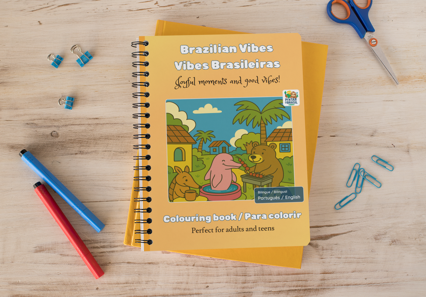 Vibes Brasileiras - Brazilian Vibes - Bilingual Colouring Book (Portuguese–English)