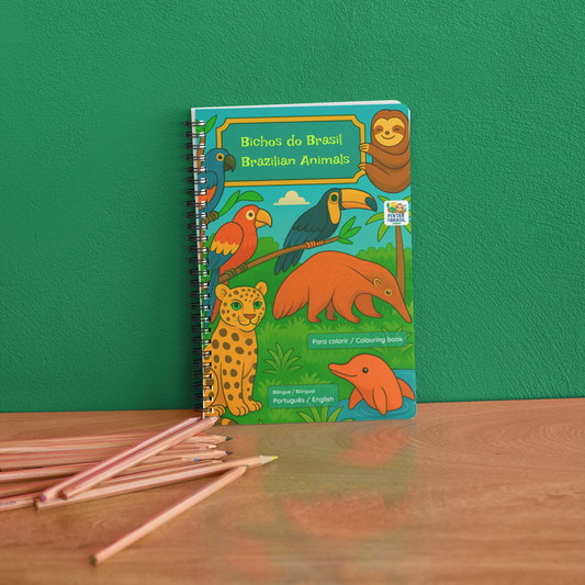 Bichos do Brasil - Brazilian Animals - Livro de colorir bilíngue (português-inglês)