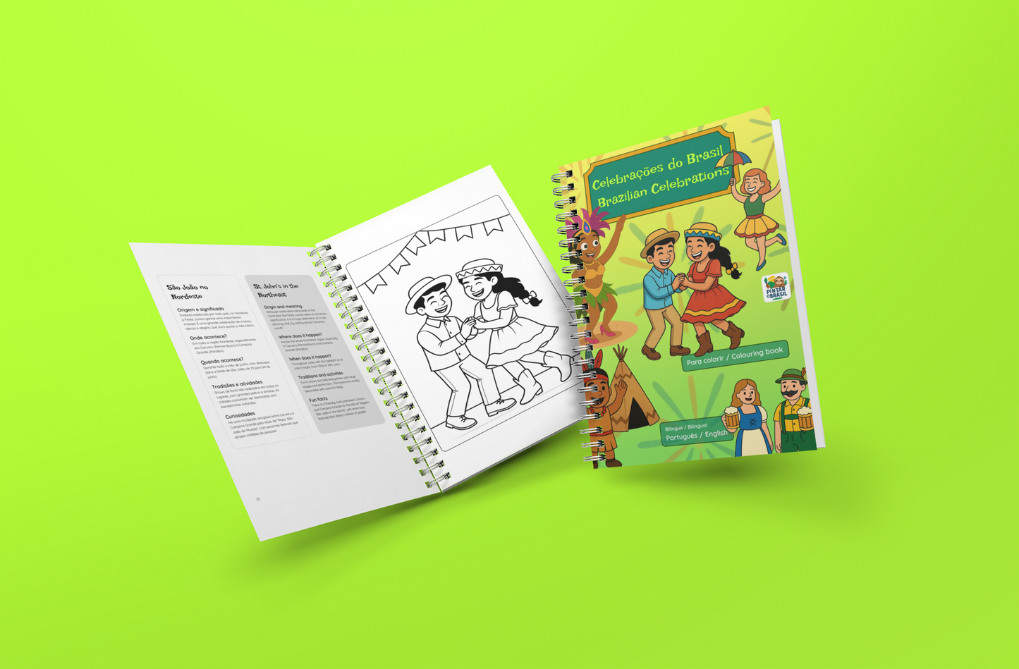 Celebrações do Brasil - Brazilian Celebrations - Livro de colorir bilíngue (português-inglês)